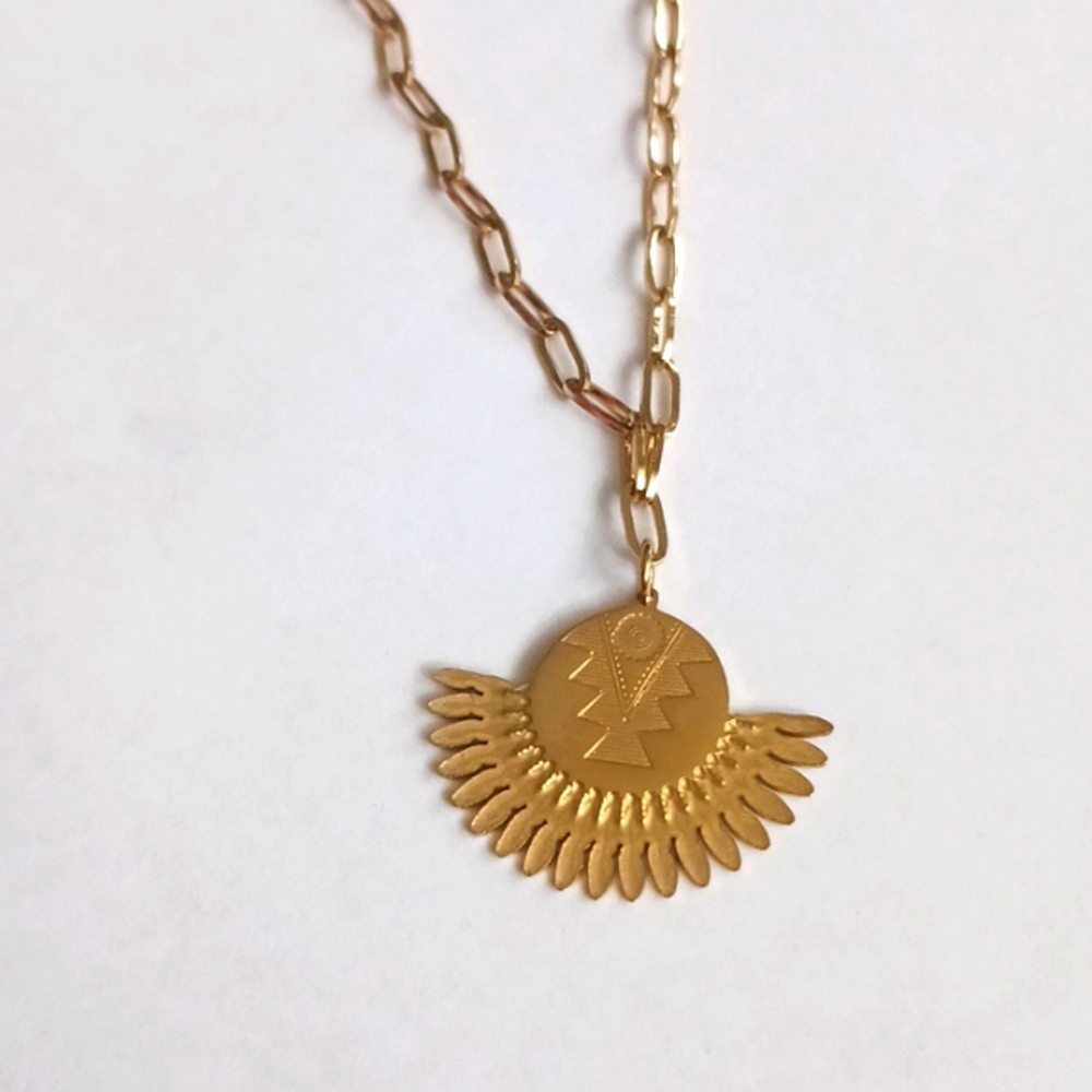 Gold Aztec Design Necklace